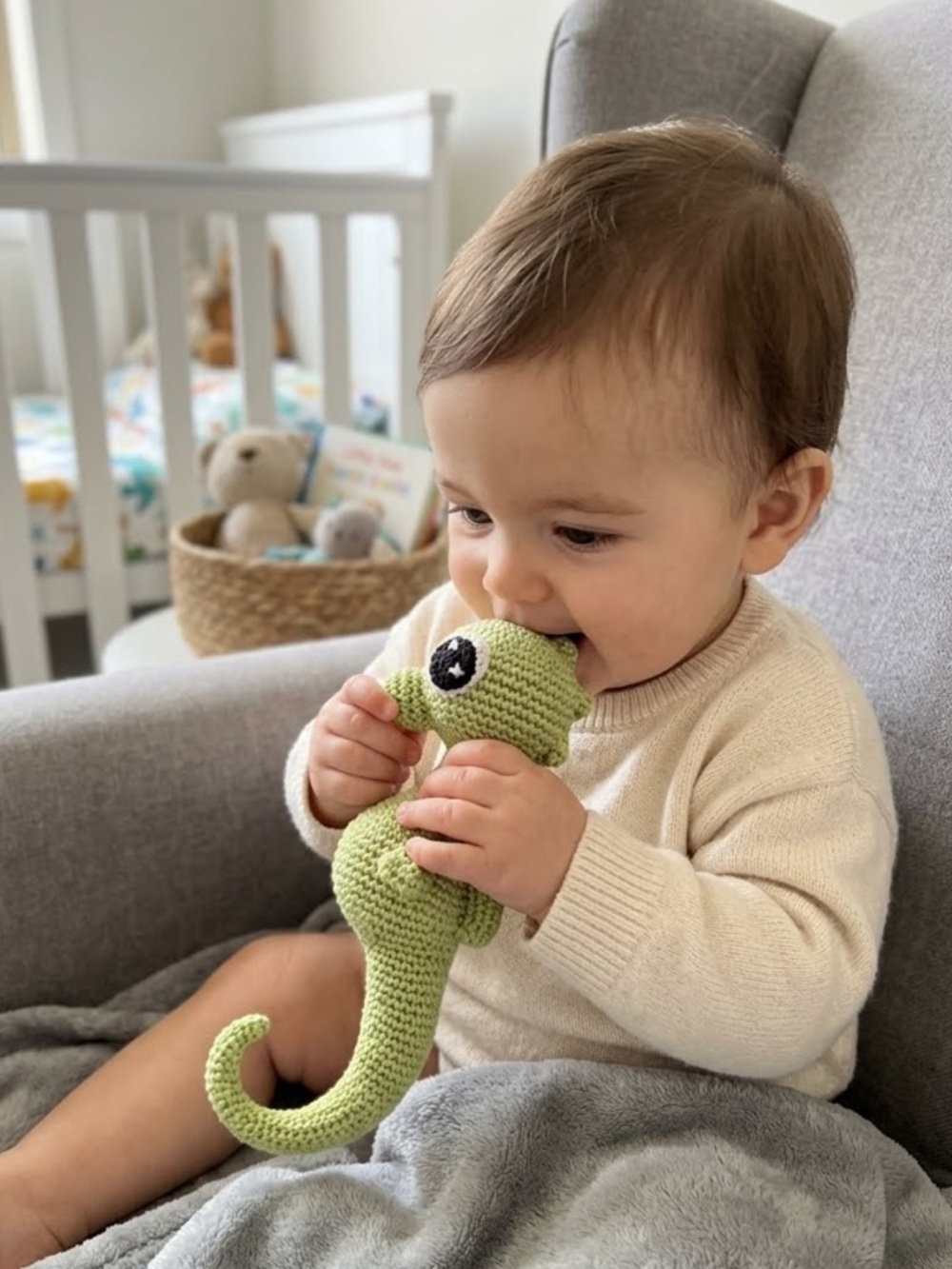 Green Crochet Seahorse Toy